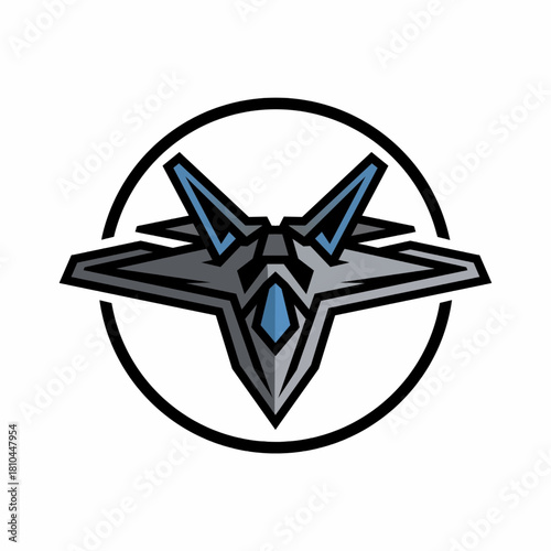 Futuristic Jet Fighter Logo Design Vector Illustration Concept