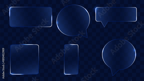 Glassmorphism Design Transparent Glass UI Trend. Element showcasing clarity shiny effect and blur Ideal for web design marketing and digital interfaces. Vector illustration.