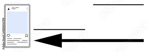 Social media concept. Social media design post layout, engagement icons, and directional arrow. Social media navigation and interaction for improving content engagement. For marketing, content