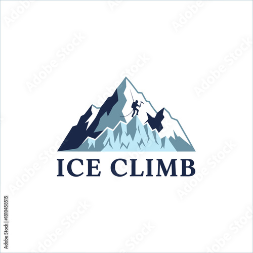 Ice Climbing Mountain Logo Vector