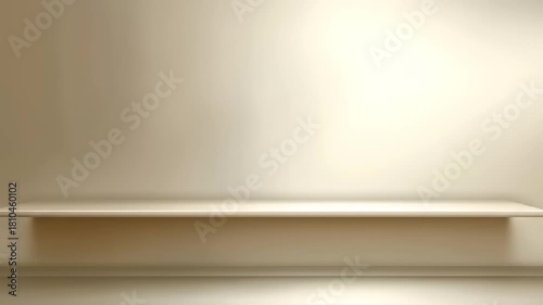 Wallpaper Mural Empty wooden shelf against a soft, subtly lit wall creates a minimalist, clean aesthetic. The simple design offers potential for product display and presents a neutral backdrop. Torontodigital.ca