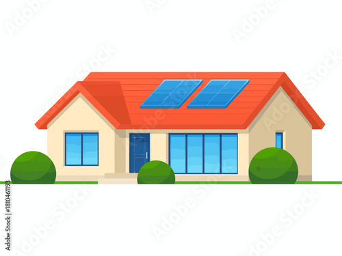 This image showcases a modern house equipped with solar panels, emphasizing sustainable living, eco-friendly technology, and the importance of renewable energy in contemporary design.