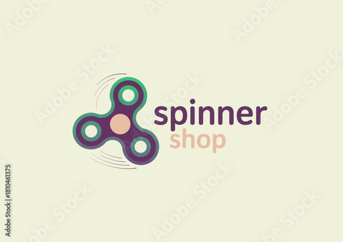 This logo represents a spinner shop with a colorful, dynamic design, portraying movement and excitement, aimed at captivating the attention of spinning toy enthusiasts.