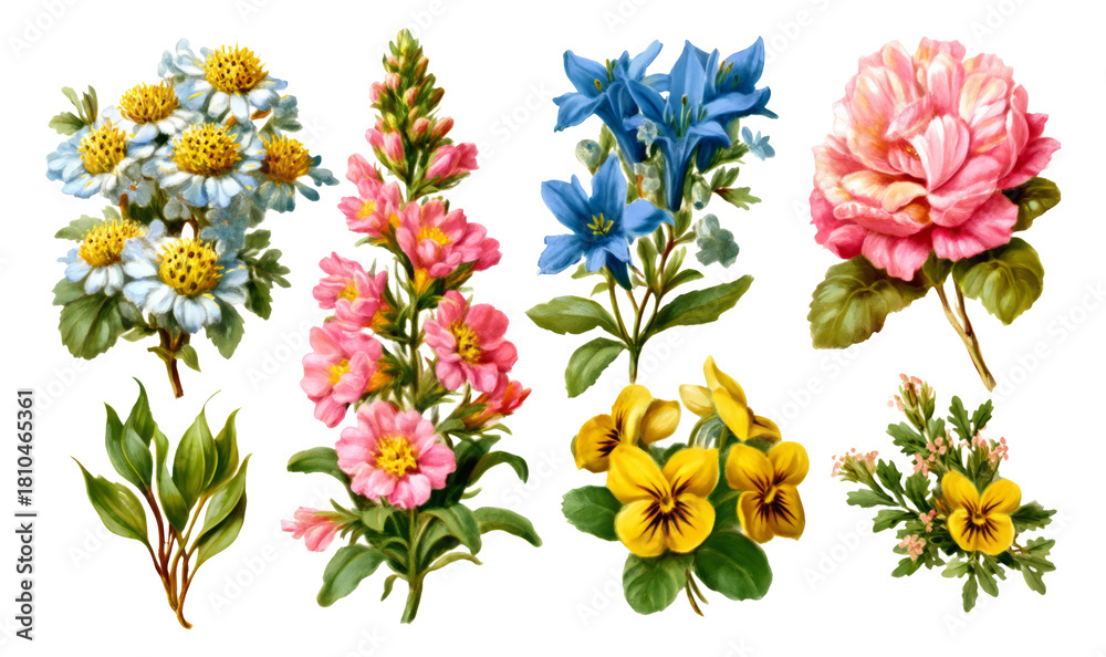 custom made wallpaper toronto digitalVibrant Meadow Wildflowers Botanical Painting Illustration for Nature Lovers