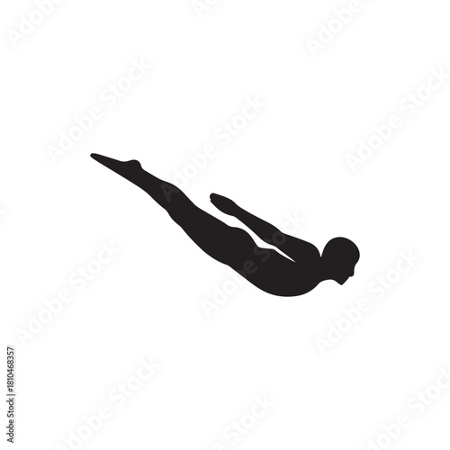 Diver Silhouette Vector Icon: Minimalist Black Glyph for Diving, Scuba and Underwater Sports Design