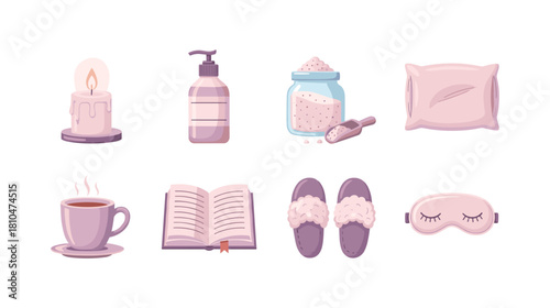 Cozy relaxation essentials: candle, slippers, and more for a tranquil retreat