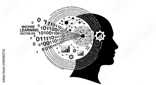 human head silhouette with gears