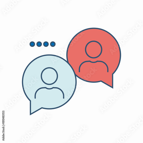 The image presents two chat message bubbles featuring human figure icons, representing communication and conversation in a digital age. Suitable for technology-focused designs.