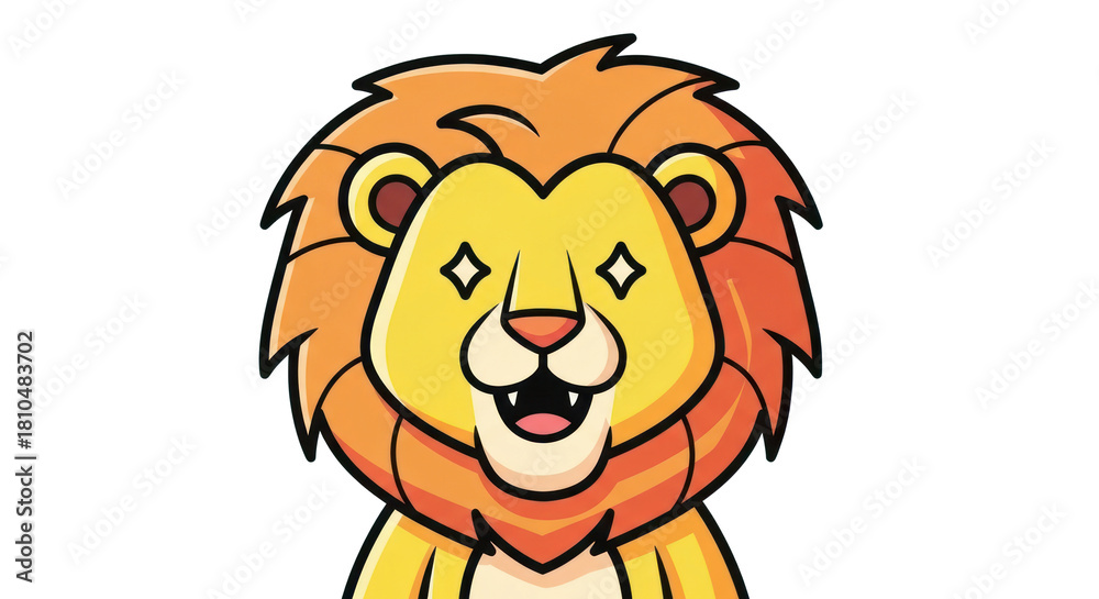Fototapeta premium Cartoon Lion with Sparkling Eyes