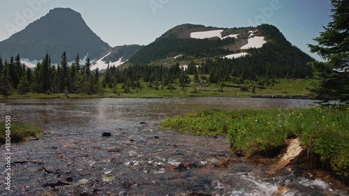 A stream and small pond near Hidden Lake, Glacier National park, MT