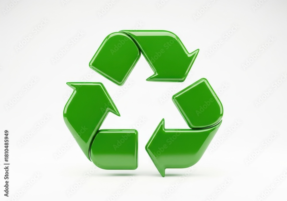 Fototapeta premium Green recycling symbol isolated on white background