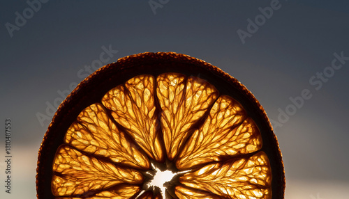 Dried orange slice glows warmly, adding a natural, rustic touch for culinary projects, fall festivals, organic markets, and holiday season designs