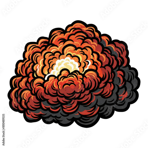 illustration of reddish hot clouds, isolated on a white background.