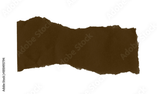A torn piece of brown paper with jagged edges against a black background in a horizontal format