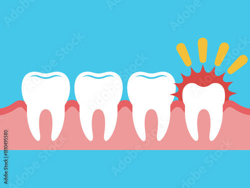 This image showcases a set of teeth with one highlighted, indicating dental pain or issues. It symbolizes the importance of dental care and health awareness.