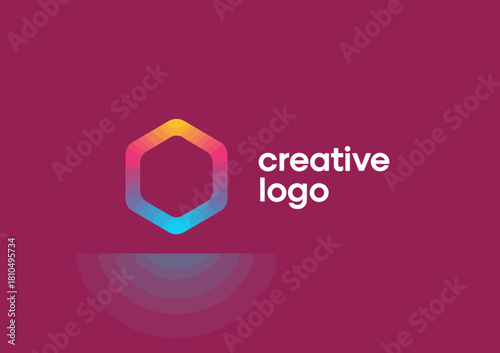 This vibrant hexagonal logo features a stunning gradient, offering versatility and modernity, ideal for branding creative ventures, ensuring uniqueness and visual appeal.