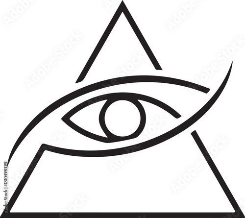 All-Seeing Eye in Triangle Symbol, Eye of Providence, Mystical and Spiritual Icon Design