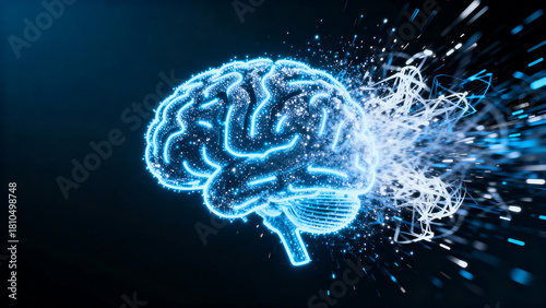 Neural Network Explosion: Futuristic Brain Bursting with Ideas and Data