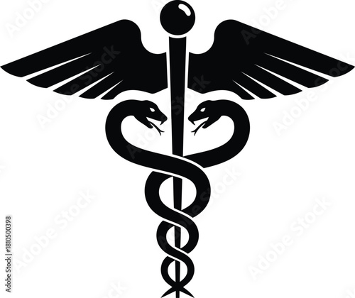 Elegant caduceus symbol medical healthcare health care professional symbol vector art icon vector