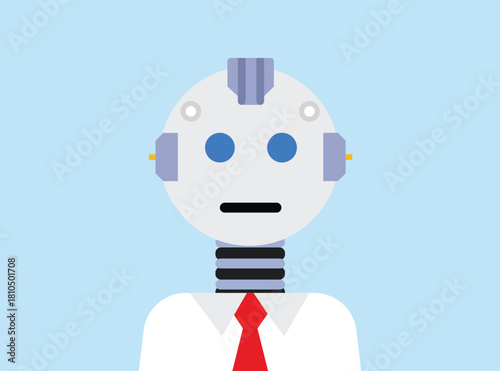 Flat vector illustration of an AI robot, representing artificial intelligence, automation, and futuristic technology, perfect for business, digital, tech, data analysis, engineering, and innovation.