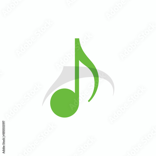 A minimalistic green music note logo, ideal for branding in the music industry or any creative venture related to sound and rhythm, conveying passion for music.