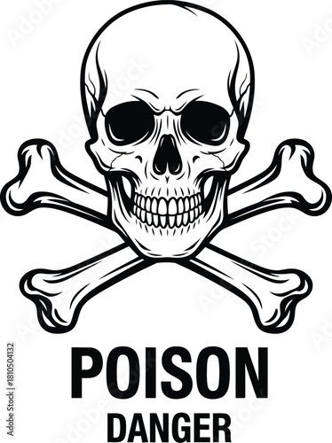 Skull and crossbones symbol danger warning sign hazardous substance danger poison alert vector