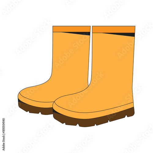 Yellow rubber boots cartoon icon illustration