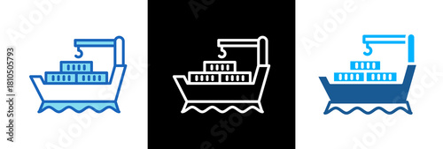 Ship Delivery lineblue icon