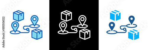 Logistic Route lineblue icon