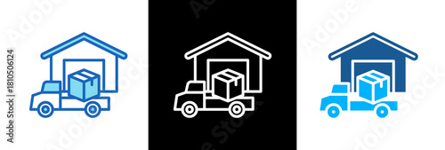 Warehouse lineblue icon