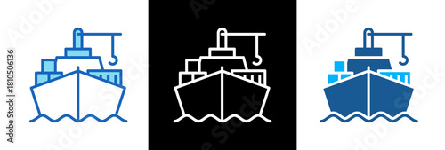 Sea Shipment lineblue icon