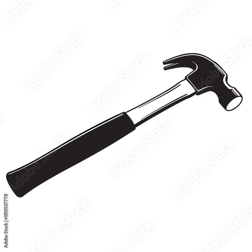 Black and white vector illustration of a variety of essential construction claw hammers and blacksmith tools, perfect for home renovation, carpentry, and handyman projects