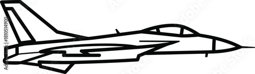 Black and white vector graphic of a fighter jet showcasing its iconic silhouette sleek design and powerful capabilities in an abstract artistic form for use in creative projects