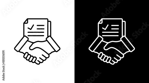 Cooperation White Icon Set Design