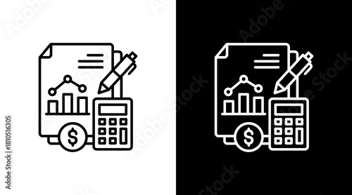 Income Statement White Icon Set Design
