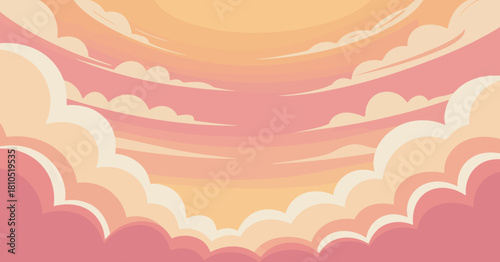 A beautifully illustrated pastel sunset background with soft clouds, evoking tranquility and peace, perfect for creative projects or calming visuals.