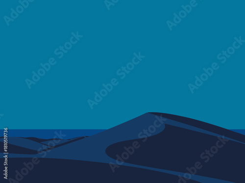 This calming night landscape features a bright moon illuminating the ocean waves and gentle dunes, creating a serene atmosphere perfect for relaxation and tranquility.