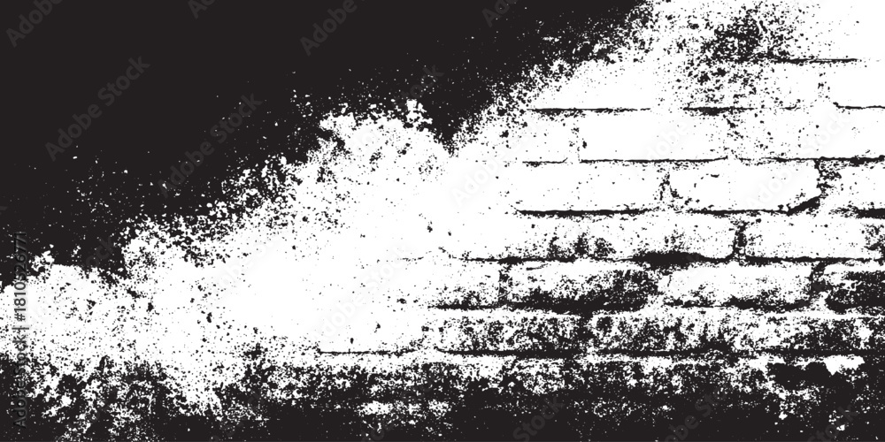 Naklejka premium Grunge old stone wall texture. Antique bricks background. black texture as brick wall shape on white background Vector. Use for decoration, aging or old layer, Distress Overlay Vector illustration. 