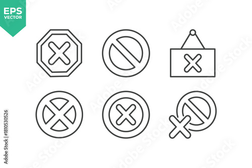 Set Of Blocked And Banned Icons. stock illustration