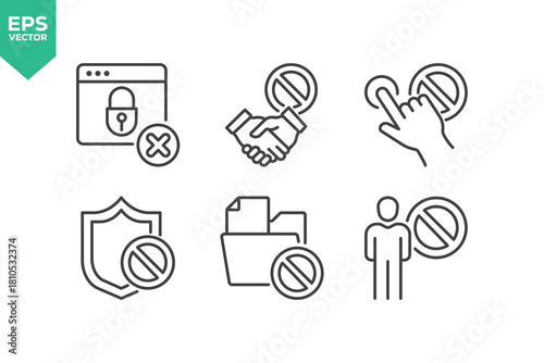 Set Of Blocked And Banned Icons. stock illustration