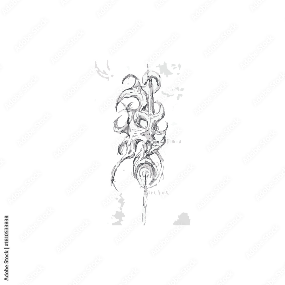 Fototapeta premium Abstract Sketch of Organic Flowing Shapes with Swirling Design