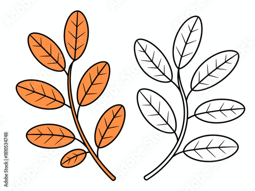 This artwork features a unique combination of outlined and filled leaves, symbolizing growth and nature, providing an aesthetic appeal suitable for creative designs and projects.