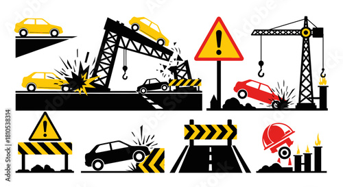 Car Crash & Construction Site Icons