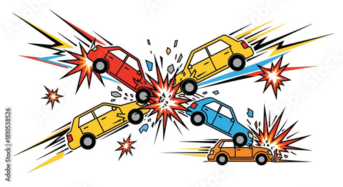 Chaotic Multi-Car Pile-Up Crash
