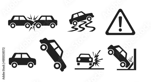 Car Accidents and Road Safety Icons