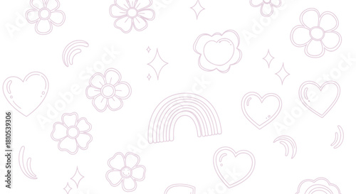 Sweet Pastel Hand-Drawn Doodle Pattern Background