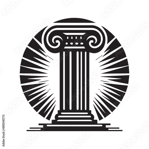 “Ancient Greek Ionic Column Vector Illustration”