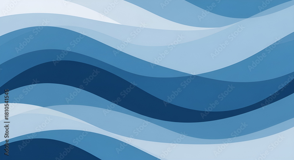 Fototapeta premium Abstract wavy blue layers creating a smooth, modern, and calming design that resembles gentle ocean waves.