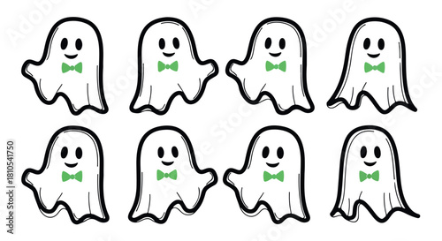 Happy ghost characters with transparent background