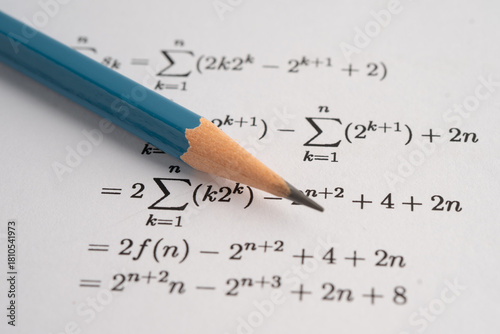 Foto Pencil on mathematic formula exercise test paper in education school